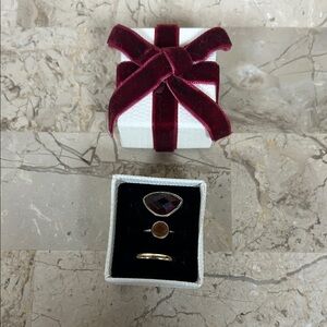 Free People Gold Ring with Ruby Red Stone